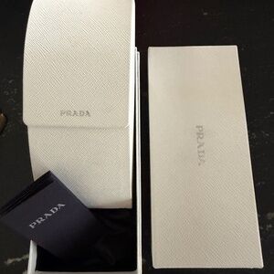 Prada white sunglass case and box (sunglasses not included)